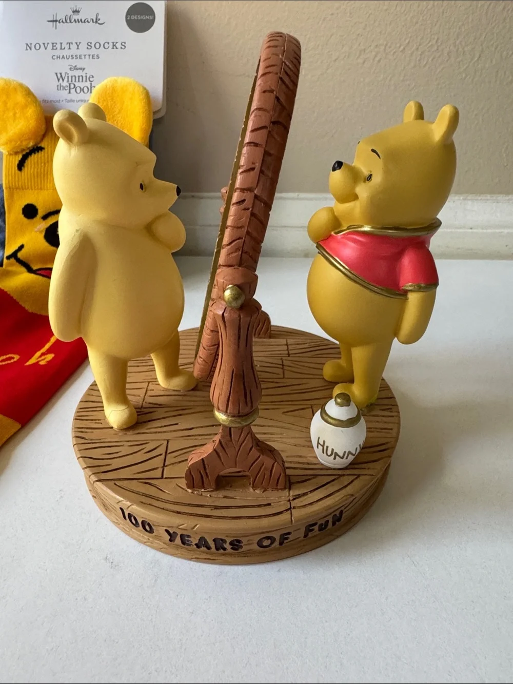 Hallmark Disney Winnie the Pool, Eeyore Socks & Winnie the Pooh Figurine Mirror